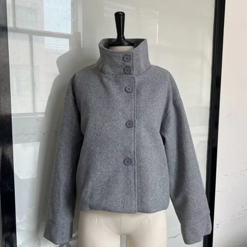Women's Stand-Collar Button-Front Jacket
