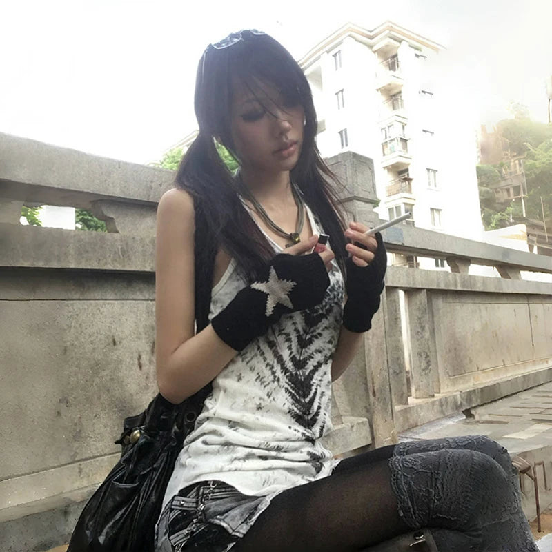 Women's Tie-Dye Tank Top with Sleeveless Design and a Longline Shape