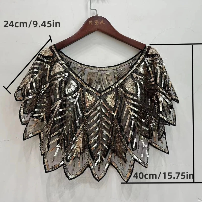 Leaf Sequin Capelet for Layering over Dresses and Tops