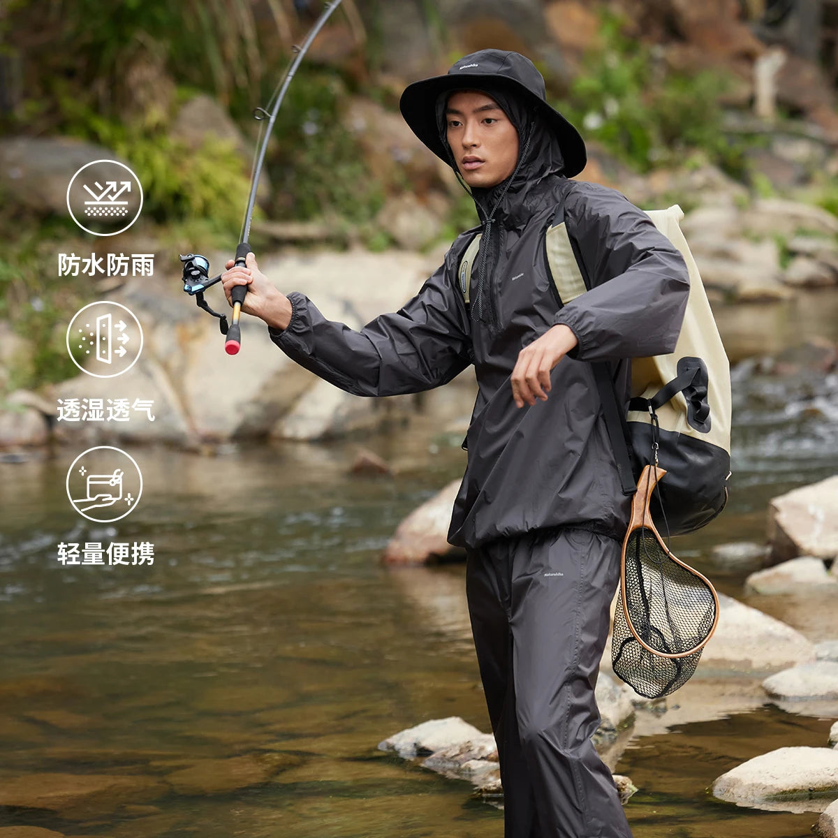 Outdoor Hooded Jacket and Trouser Clothing Set with Style Options
