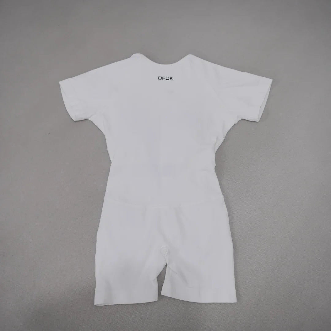 Women's Short Sleeve Open Back Workout Romper with Fitted Legs