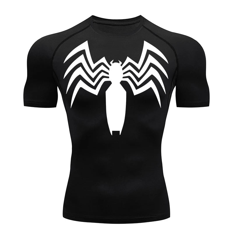 Spider Graphic Compression Short Sleeve T-shirt For Sports Outfits
