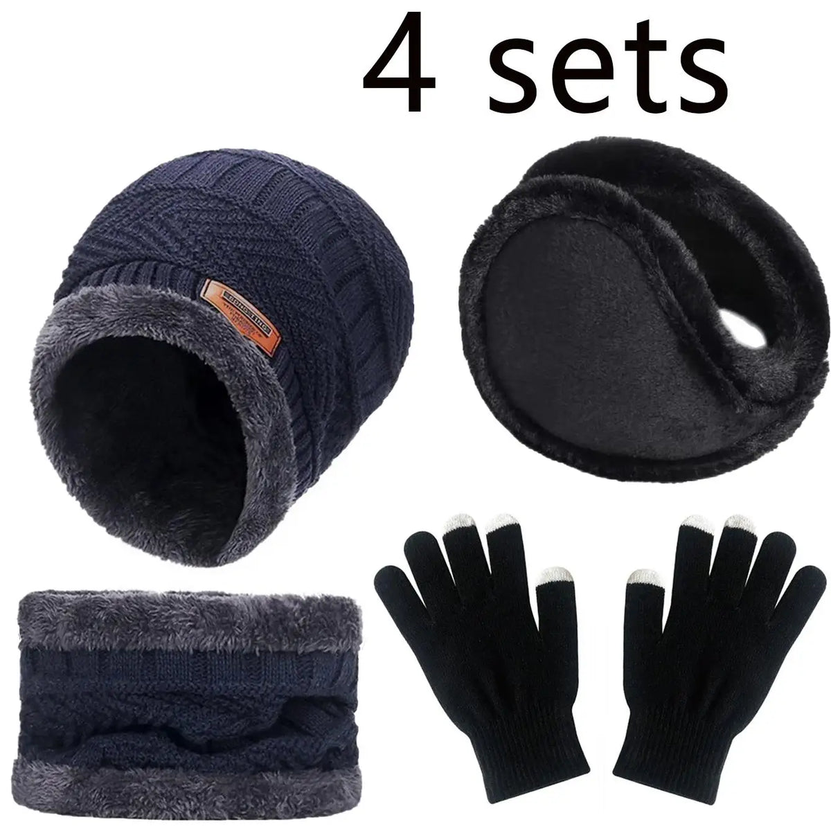 Knitted Beanie with Neck Warmer and Glove Style Options