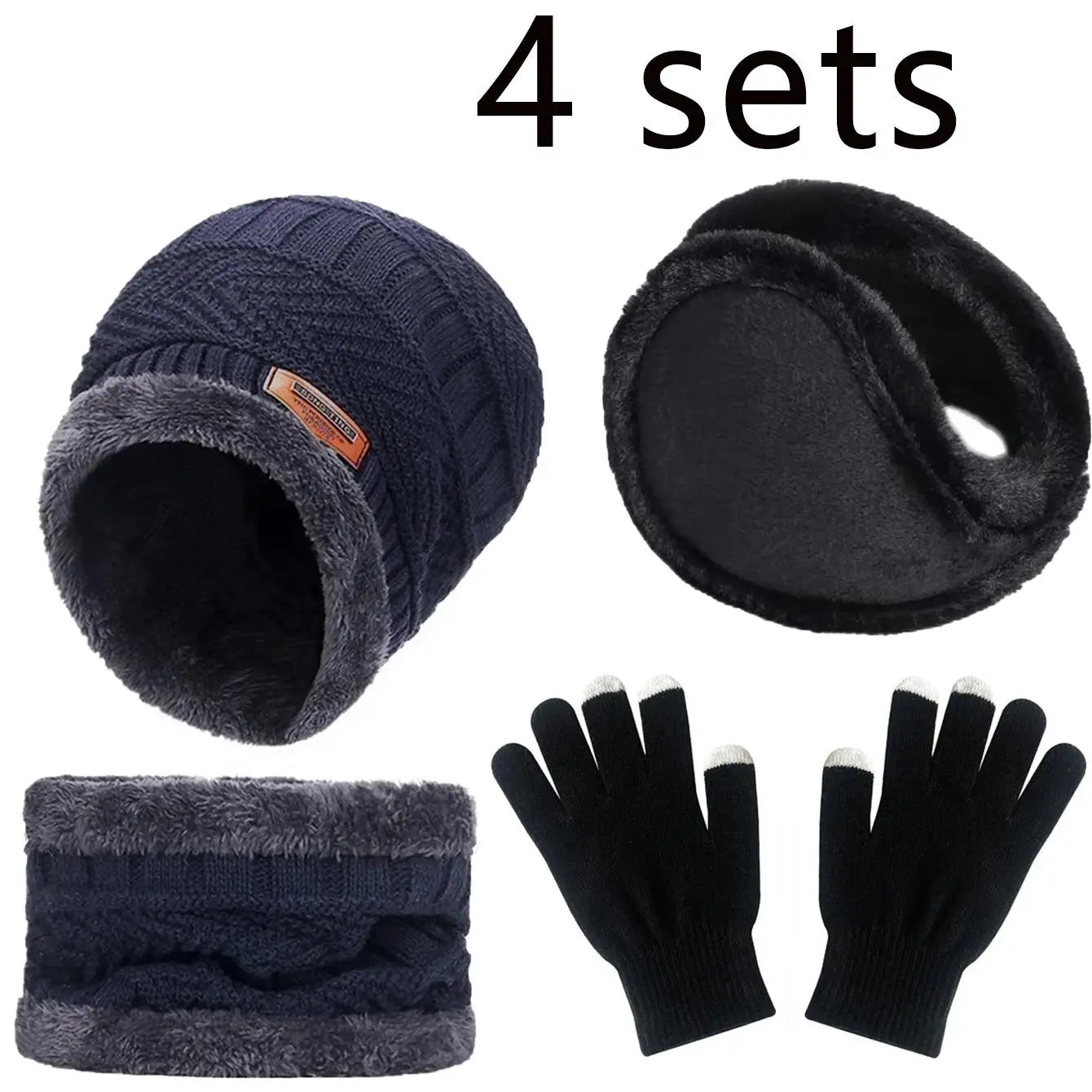 Knitted Beanie with Neck Warmer and Glove Style Options