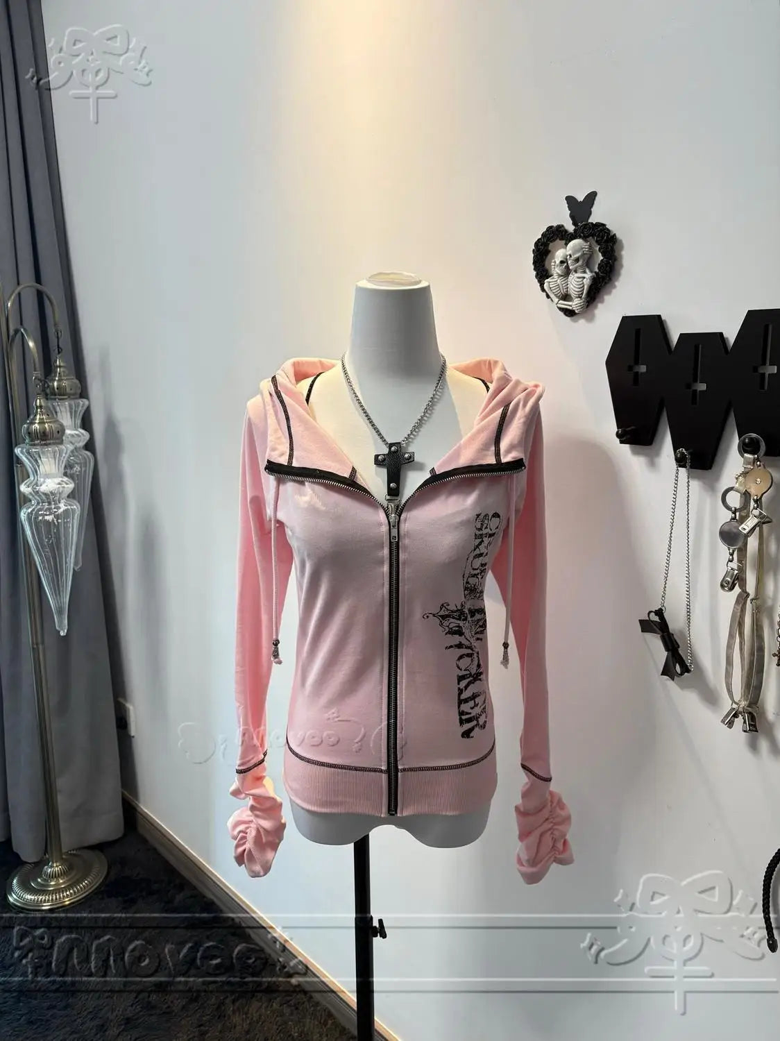 Graphic Long Sleeve Full Zip Casual Hoodie for Layering