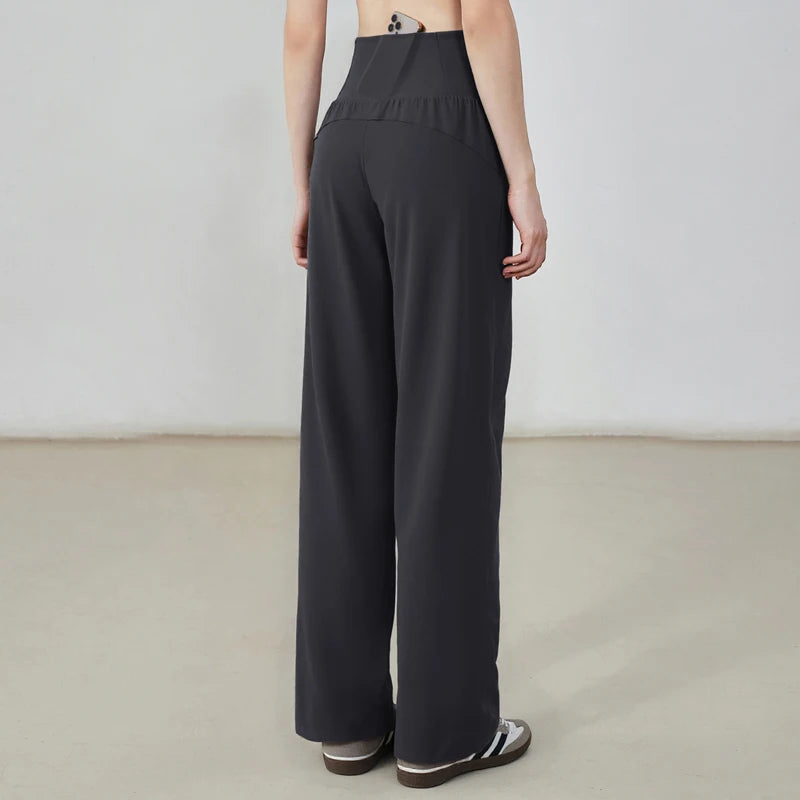 Women's High Waist Nylon Blend Wide Leg Pants for Yoga and Lounge Outfits