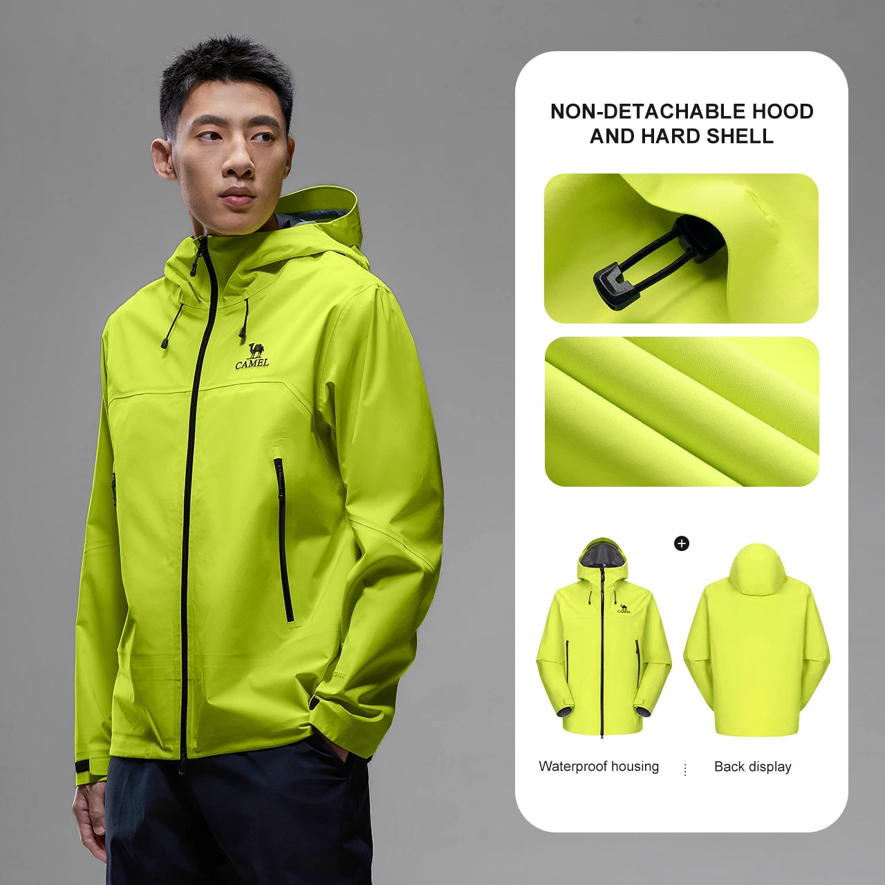 Hooded Long Sleeve Full Zip Outdoor Hiking Jacket with Pockets