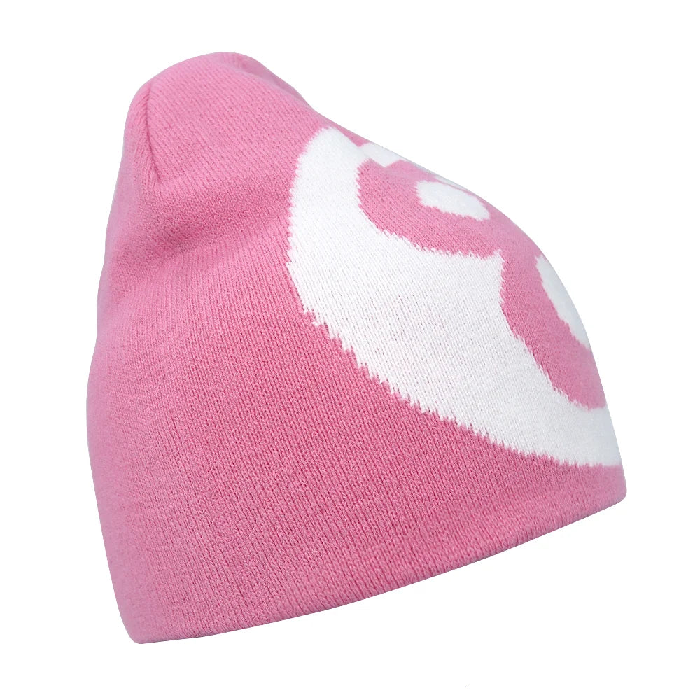 Graphic Knit Beanie with Letter and Pattern Style Options