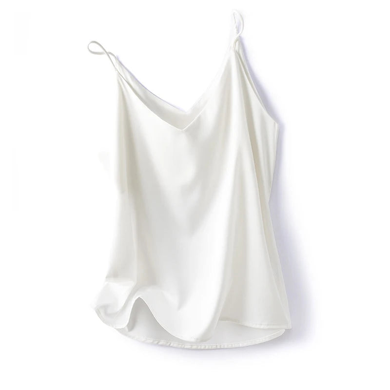 Women's Draped Camisole with a V Neckline and Thin Shoulder Straps