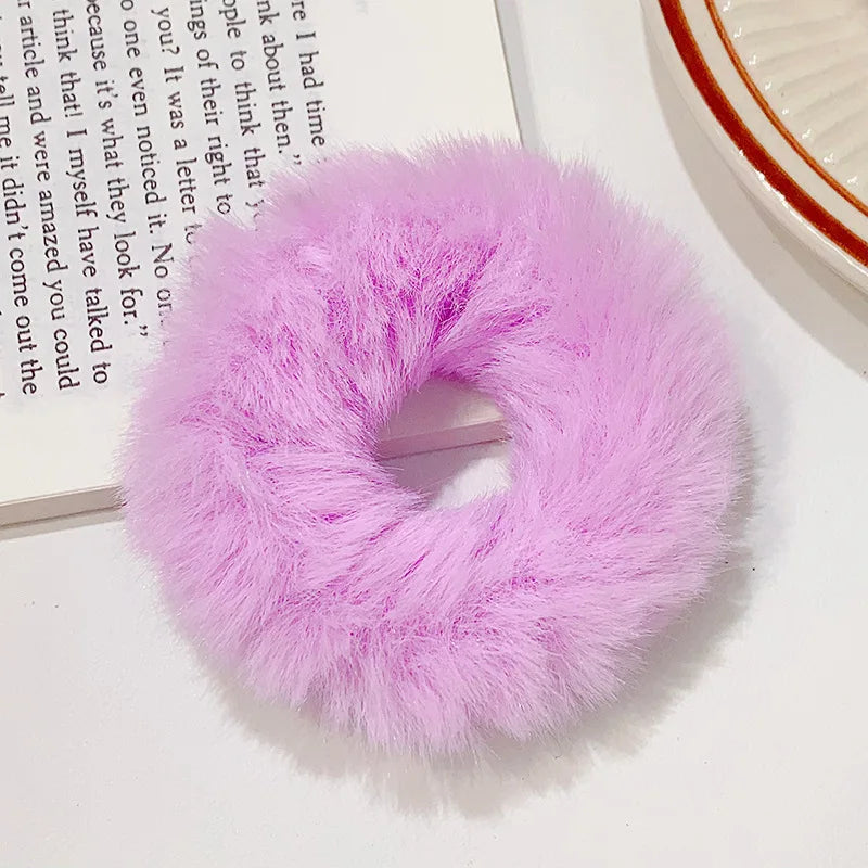 Fluffy Faux Fur Scrunchie Hair Band with Thick and Thin Options
