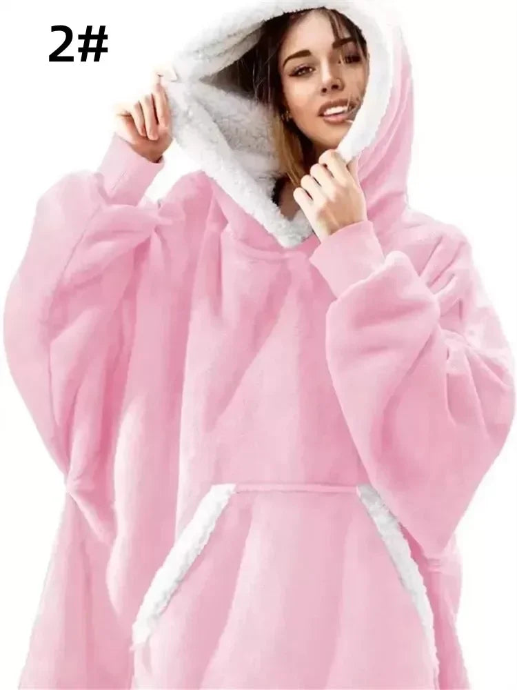 Oversized Fleece Blanket Hoodie with Original Long and Short Styles