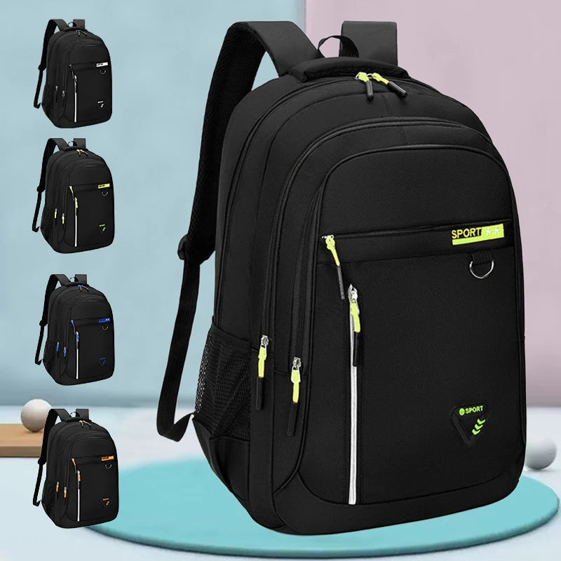 Multi-Layer Commuter Backpack with Front Zippers and Contrast Colour Details