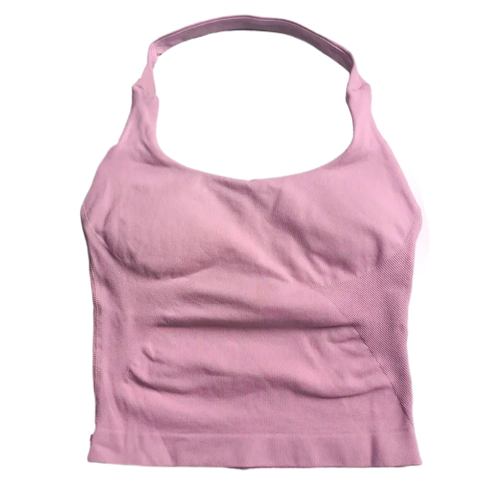 Women's Halter Neck Fitted Longline Tank Top For Workout Outfits