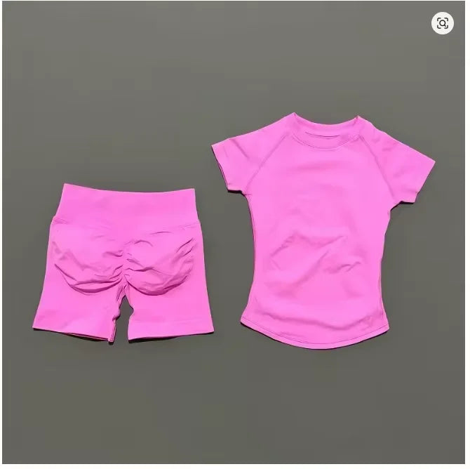 Women's Tee And Shorts Yoga Set For Workout Outfits