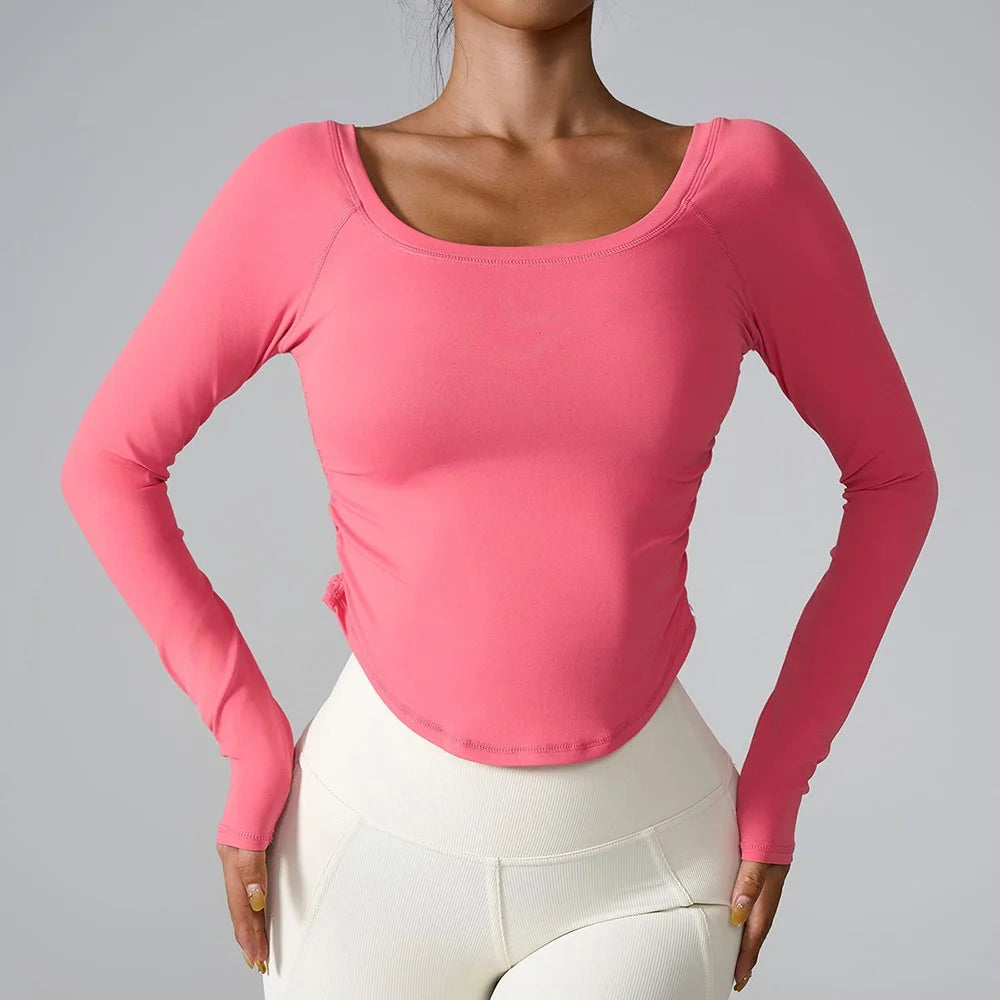 Women's Scoop-Neck Long-Sleeve Workout Top