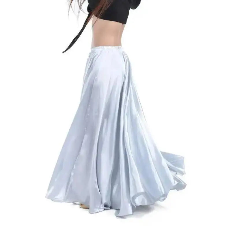 Women's Long Satin-Look Belly Dance Skirt with Separate Top Option