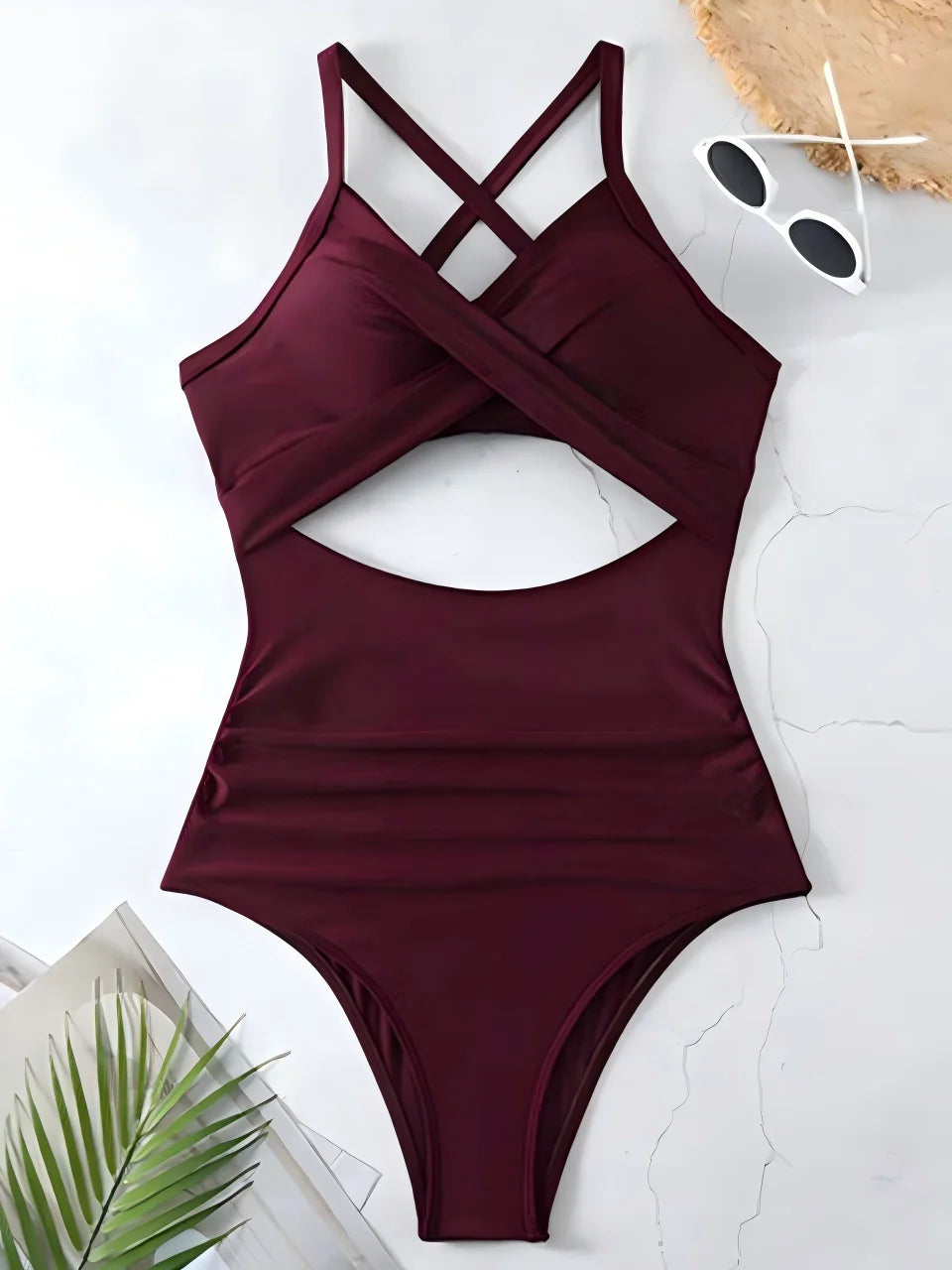 Ruched Solid One-Piece Swimsuit