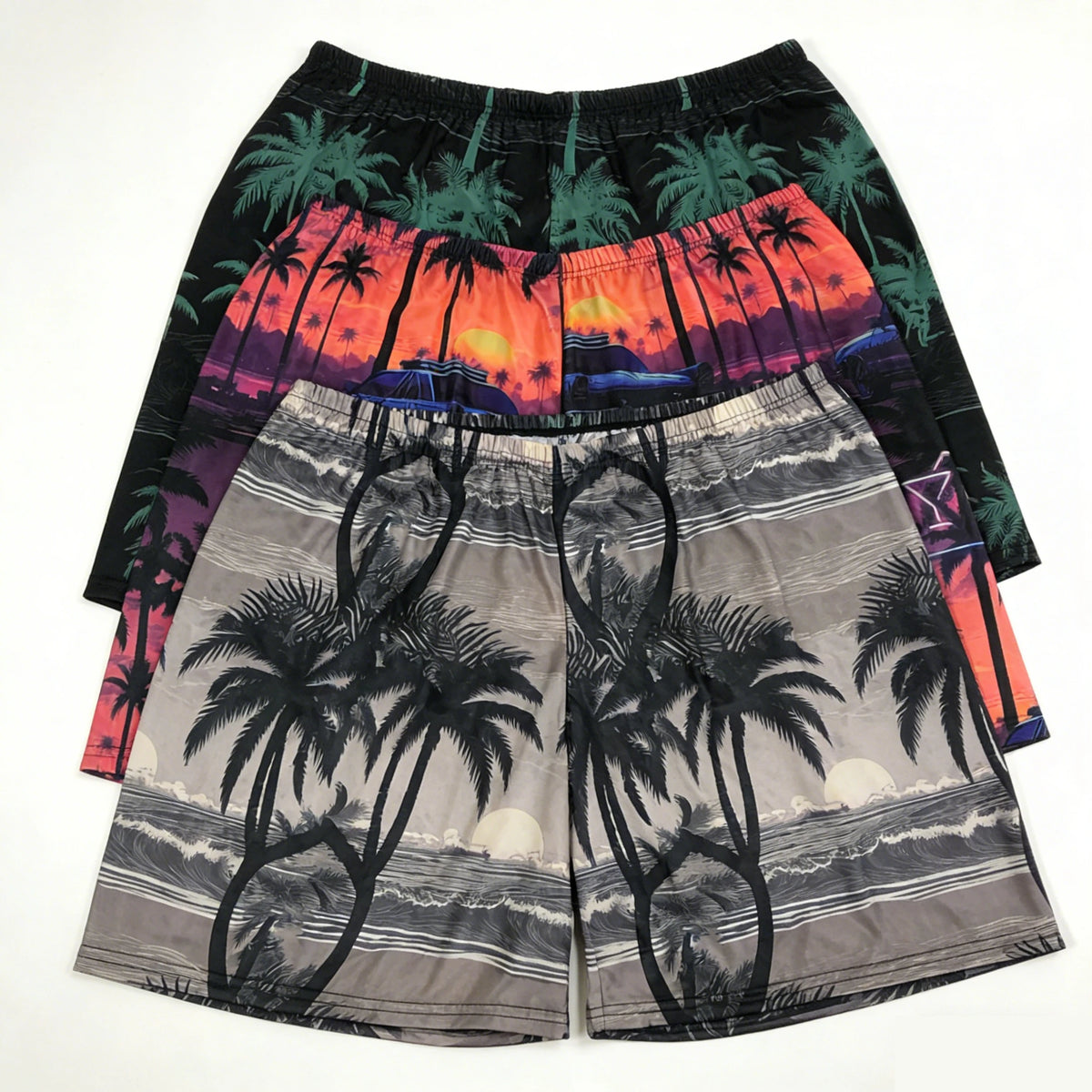 Men's Satin Look Elastic Waist Sleep Shorts with Print Options