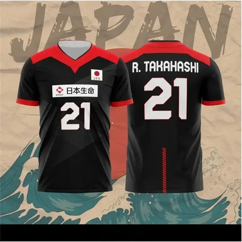 Volleyball Graphic Short Sleeve Sports Jersey with Number Print
