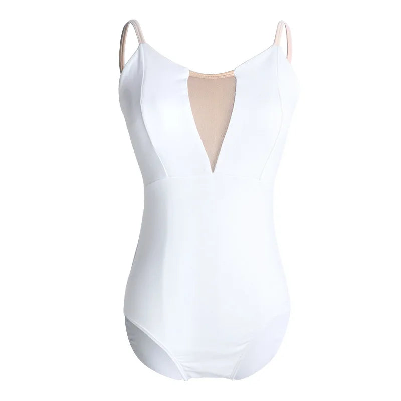 Women's Deep V Camisole Ballet Leotard with Low Back Design