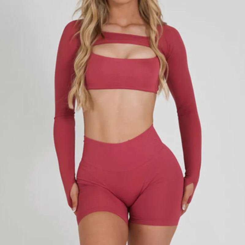 Women's Variable Sleeve Top And Bottoms Yoga Set