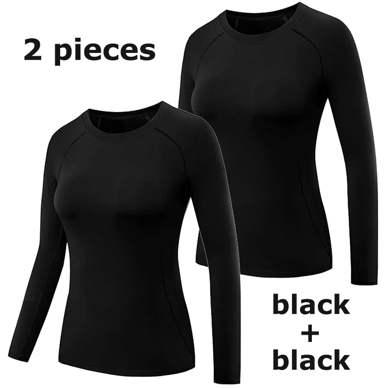 Fitted Crew Neck Long Sleeve Compression T Shirt