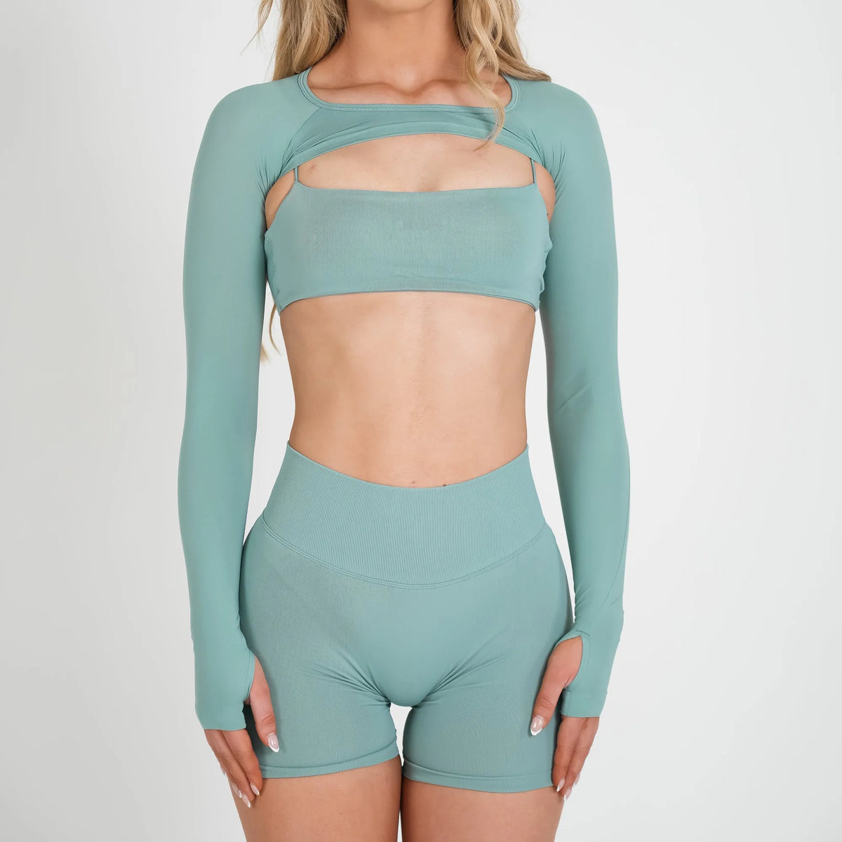 Women's Variable Sleeve Top And Bottoms Yoga Set