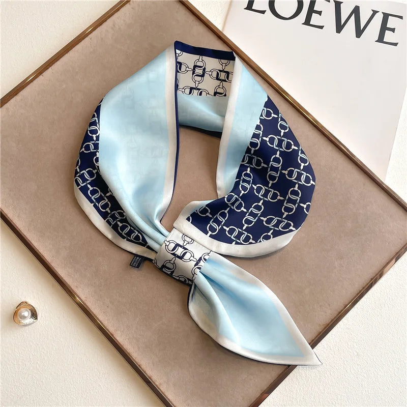 Printed Narrow Neckerchief Scarf with Pointed Tie Ends