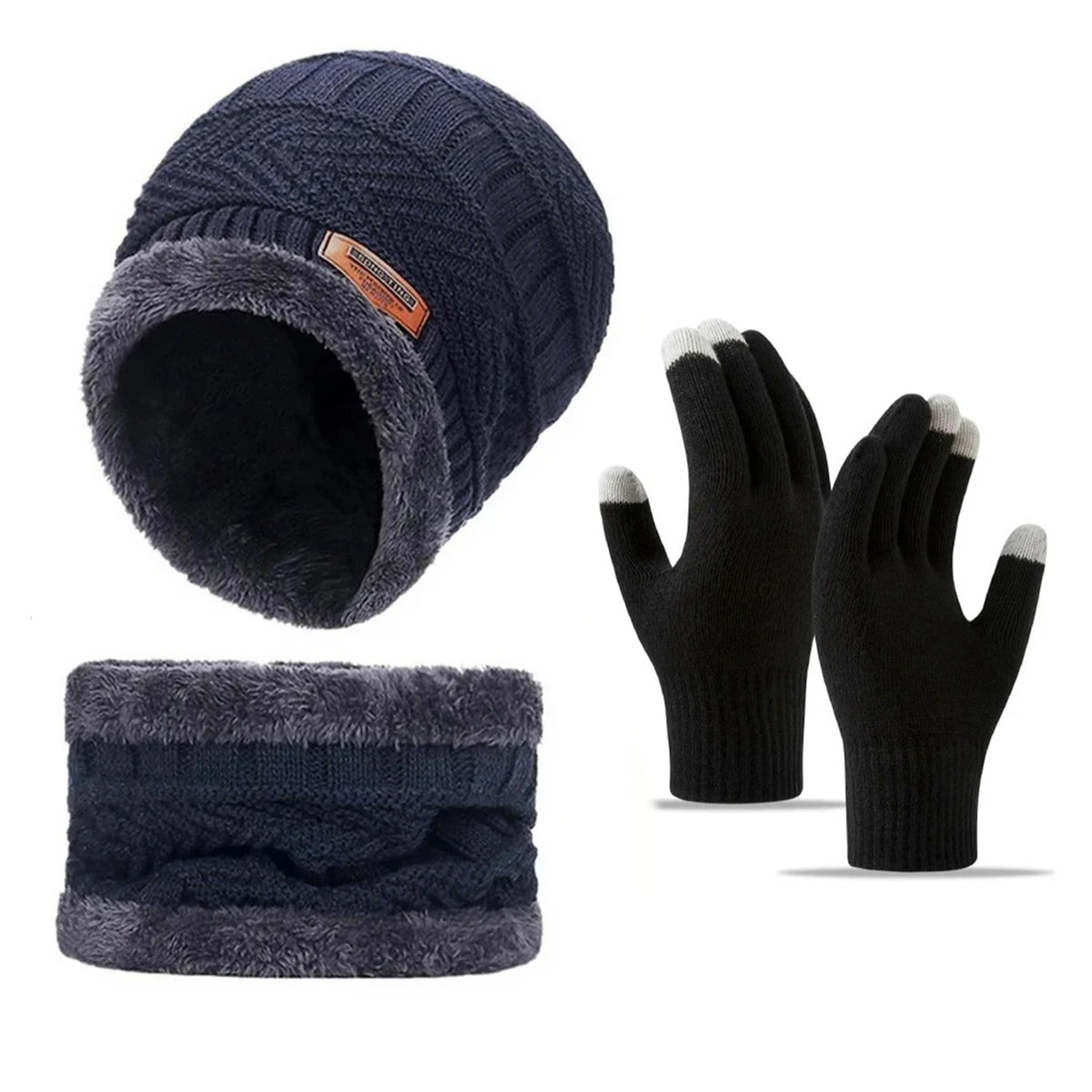 Men's Winter Knitted Hat Scarf and Gloves Set for Outdoor Wear