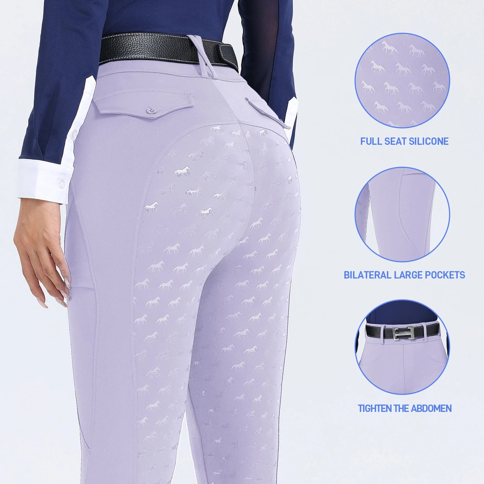 Women's Fitted Riding Pants with Pockets and Grip Panel Style Options