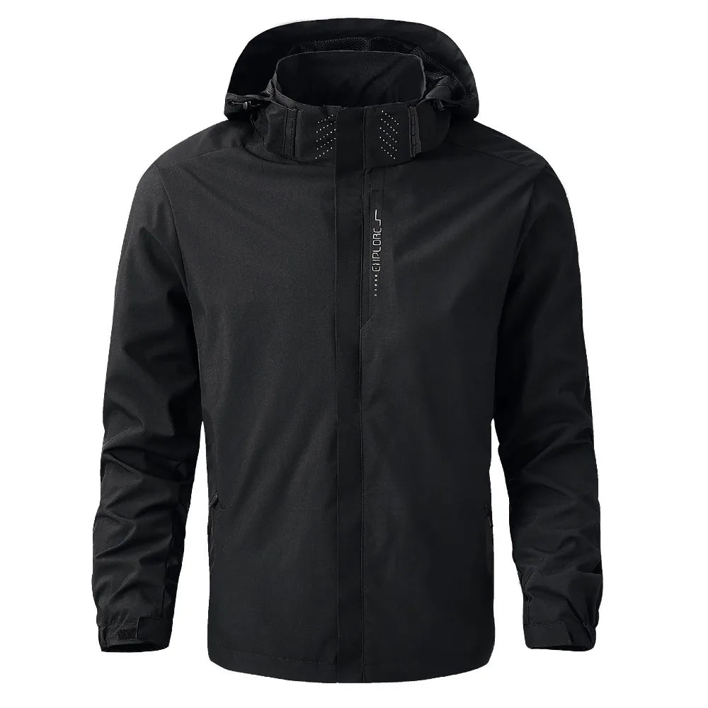 Men's Loose Long-Sleeve Hooded Zip-Front Jacket for Casual Everyday Outdoor Layered Outfits