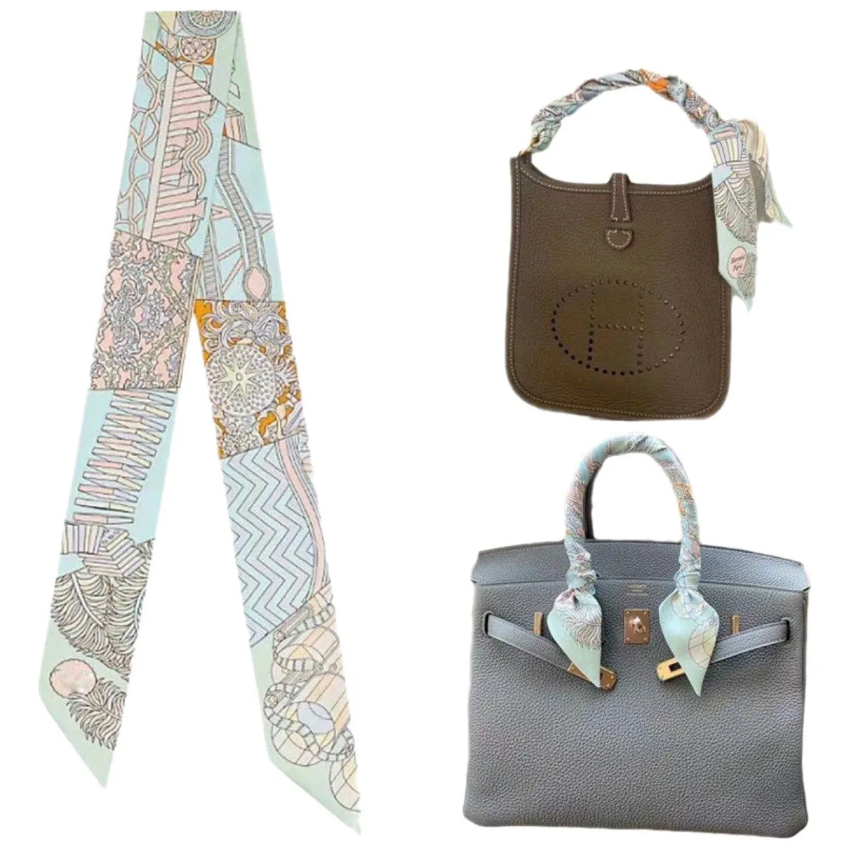 Printed Skinny Scarf for Neck and Bag Handle Styling