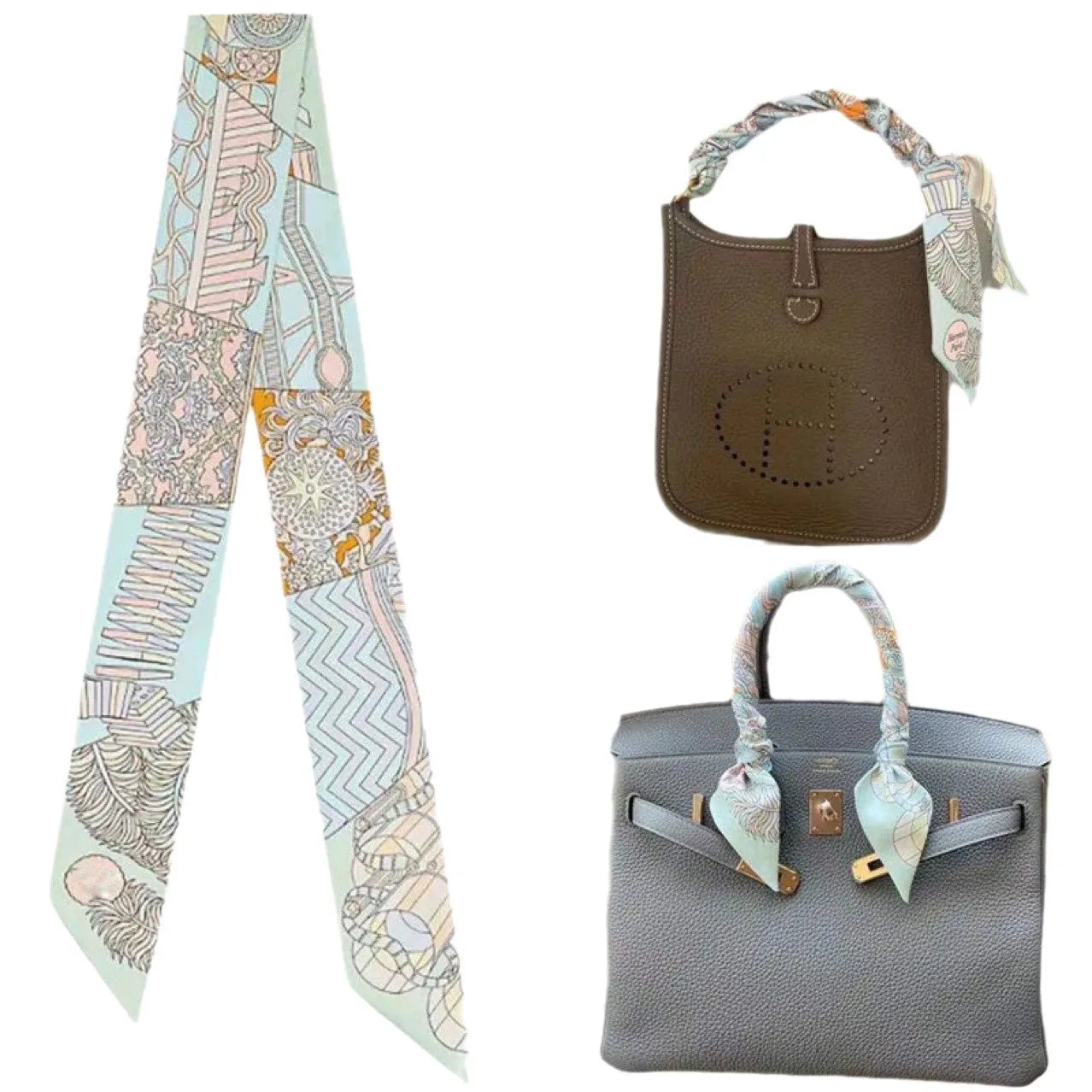 Printed Skinny Scarf for Neck and Bag Handle Styling
