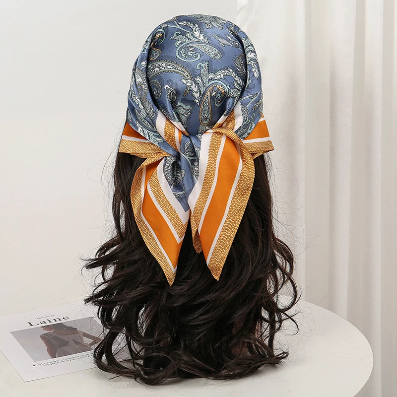 Floral Print Square Scarf for Head and Neck Styling
