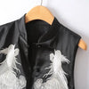 Vest For Women Chinese Style Disc Button Stand Collar Exquisite Craft Embroidery Animal Chiffon Silk Sleeveless Jackets