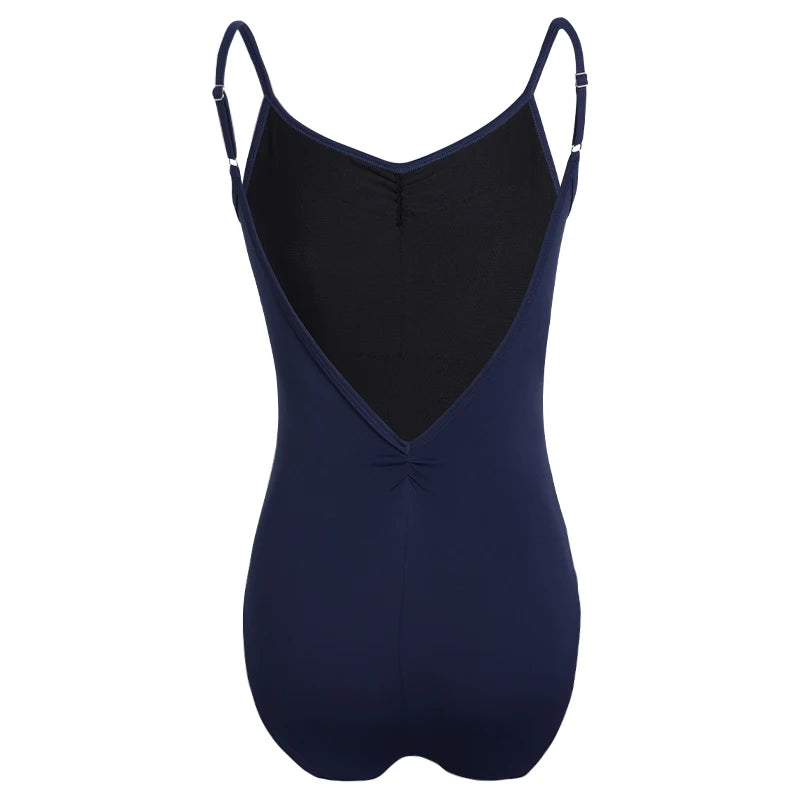 Women's Classic Camisole Ballet Leotard with Ruched Front and V Back