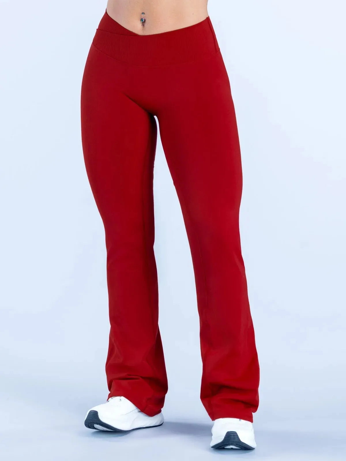 Women's High Waist Nylon Blend Flared Workout Pants with Mesh Insets