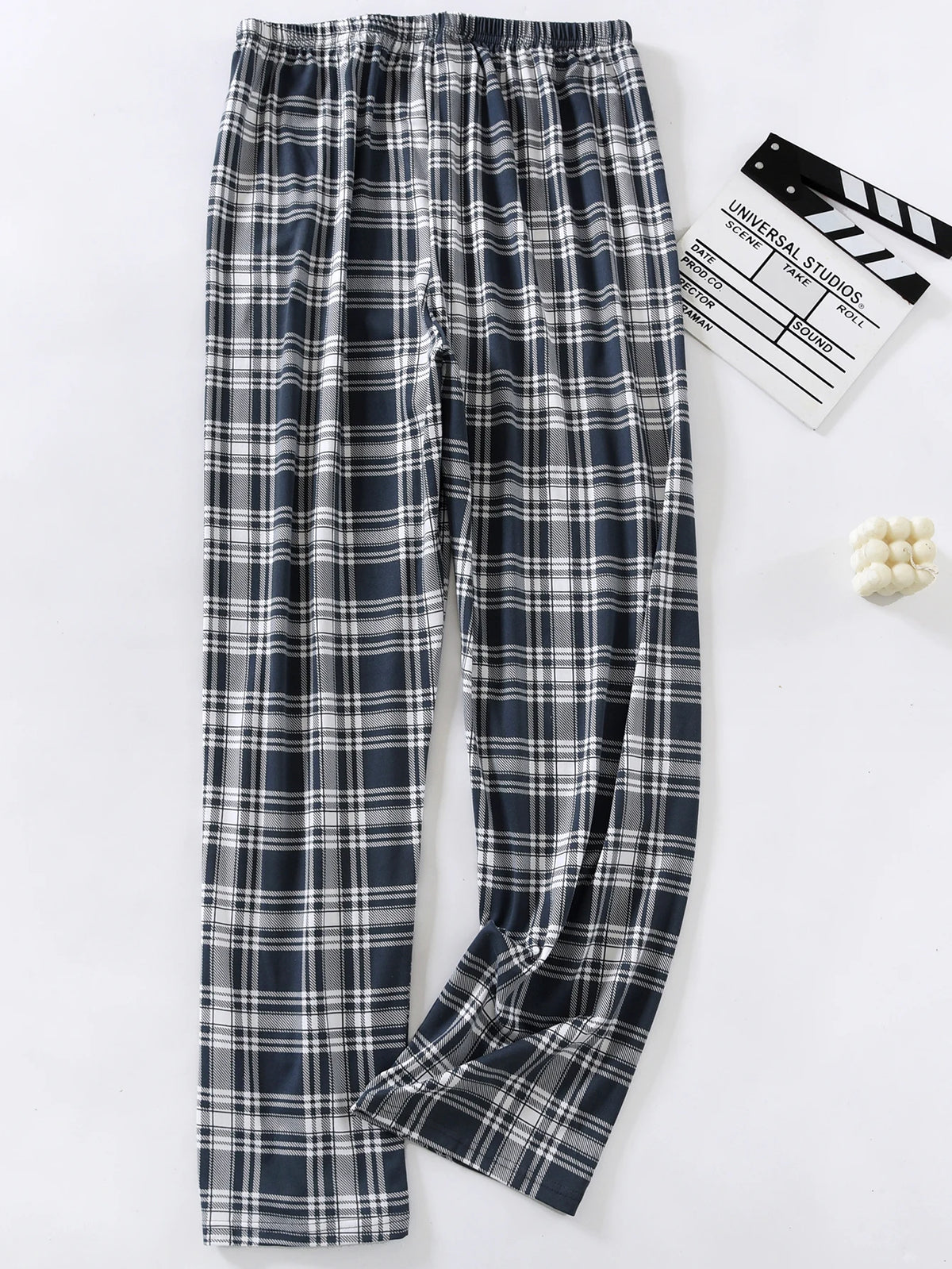 Men's Patterned Elastic Waist Straight Leg Pajama Pants