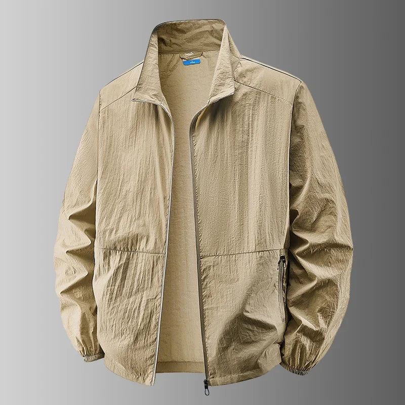 Collared Long Sleeve Full Zip Outdoor Hiking Jacket with Pockets
