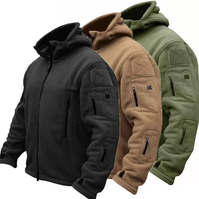Hooded Fleece Long Sleeve Quarter Zip Outdoor Pullover with Pockets