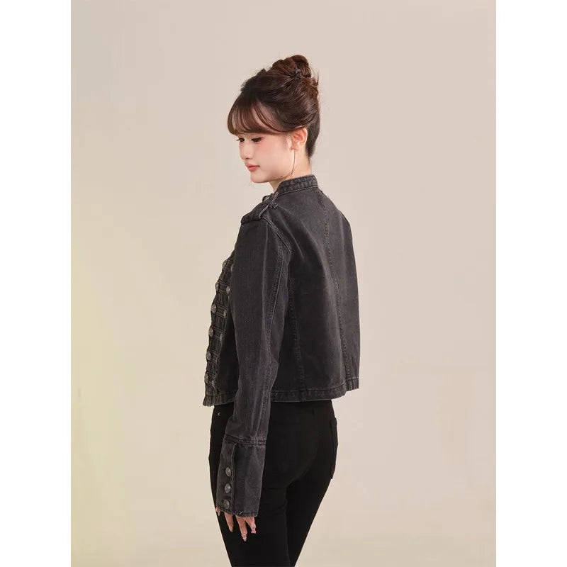 Women's Denim-Look Button-Front Jacket