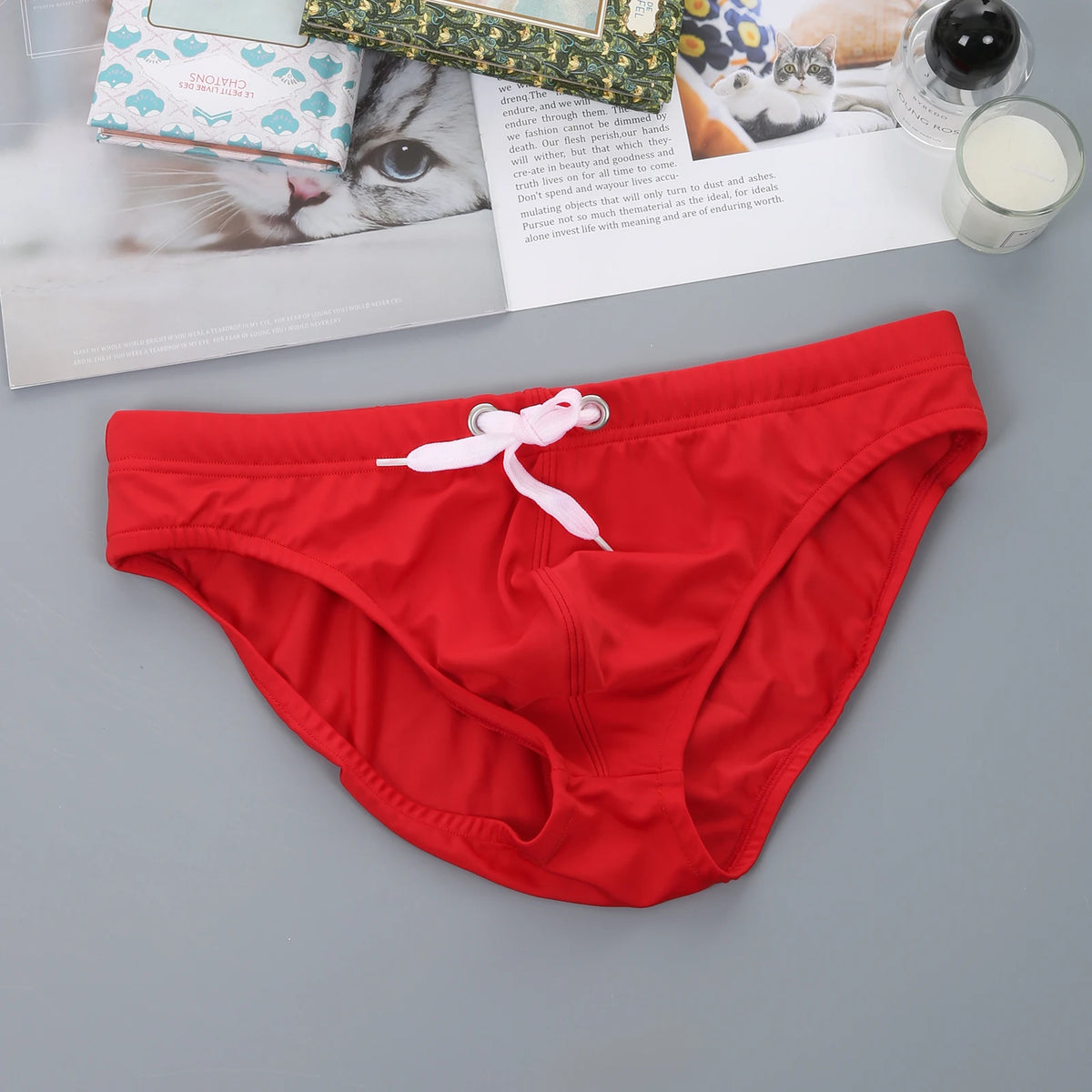 Men's Swimsuit Bottoms in Low-Waist Swim Brief Style for Beach and Pool Wear