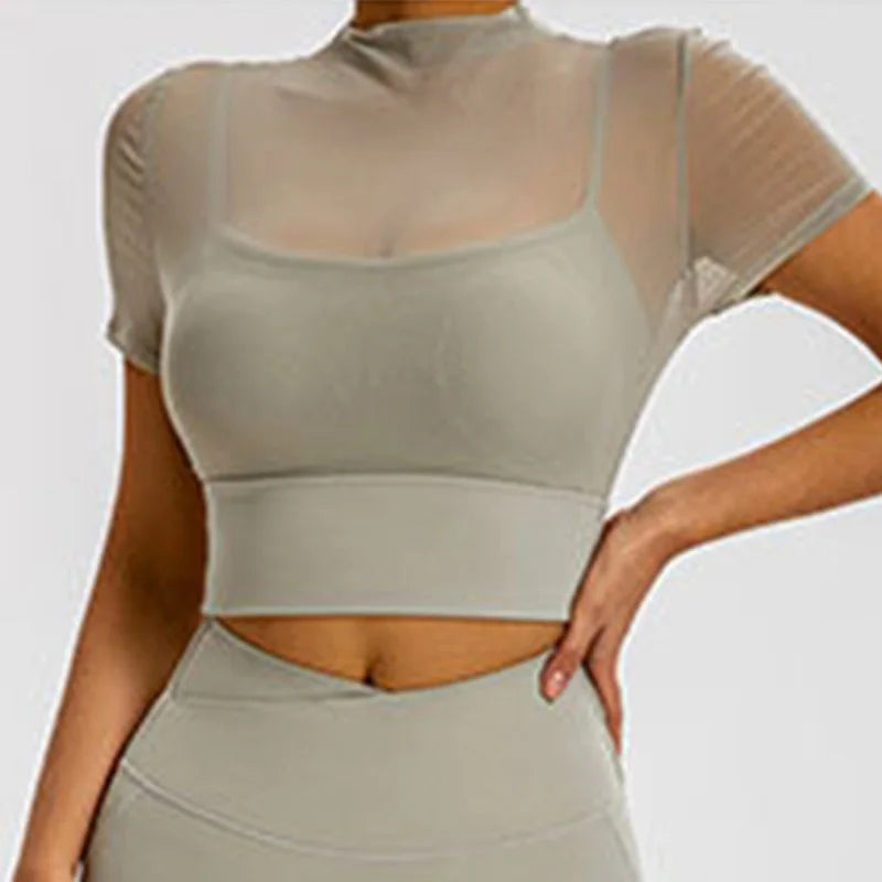 Women's Square-Neck Long-Sleeve Workout Crop Top