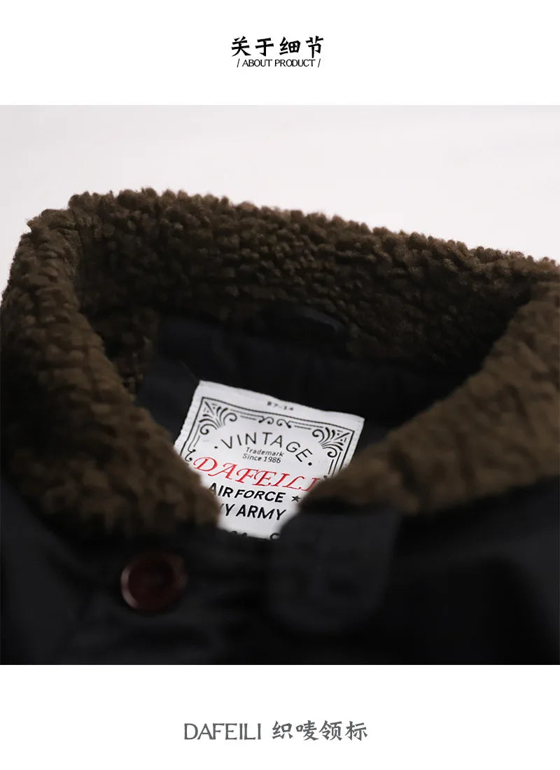 Drop Shipping N1 Thick Winter Mens Sherpa Fleece Deck Jacket with Embroidered Patch