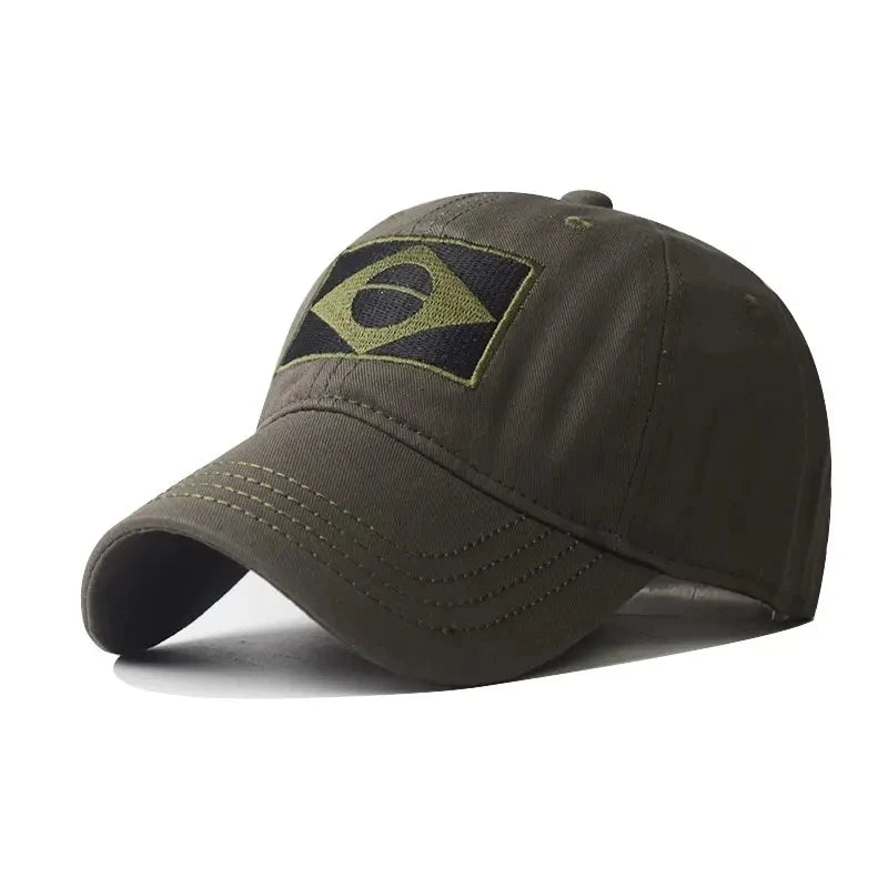 Flag Motif Baseball Cap with Curved Brim Design