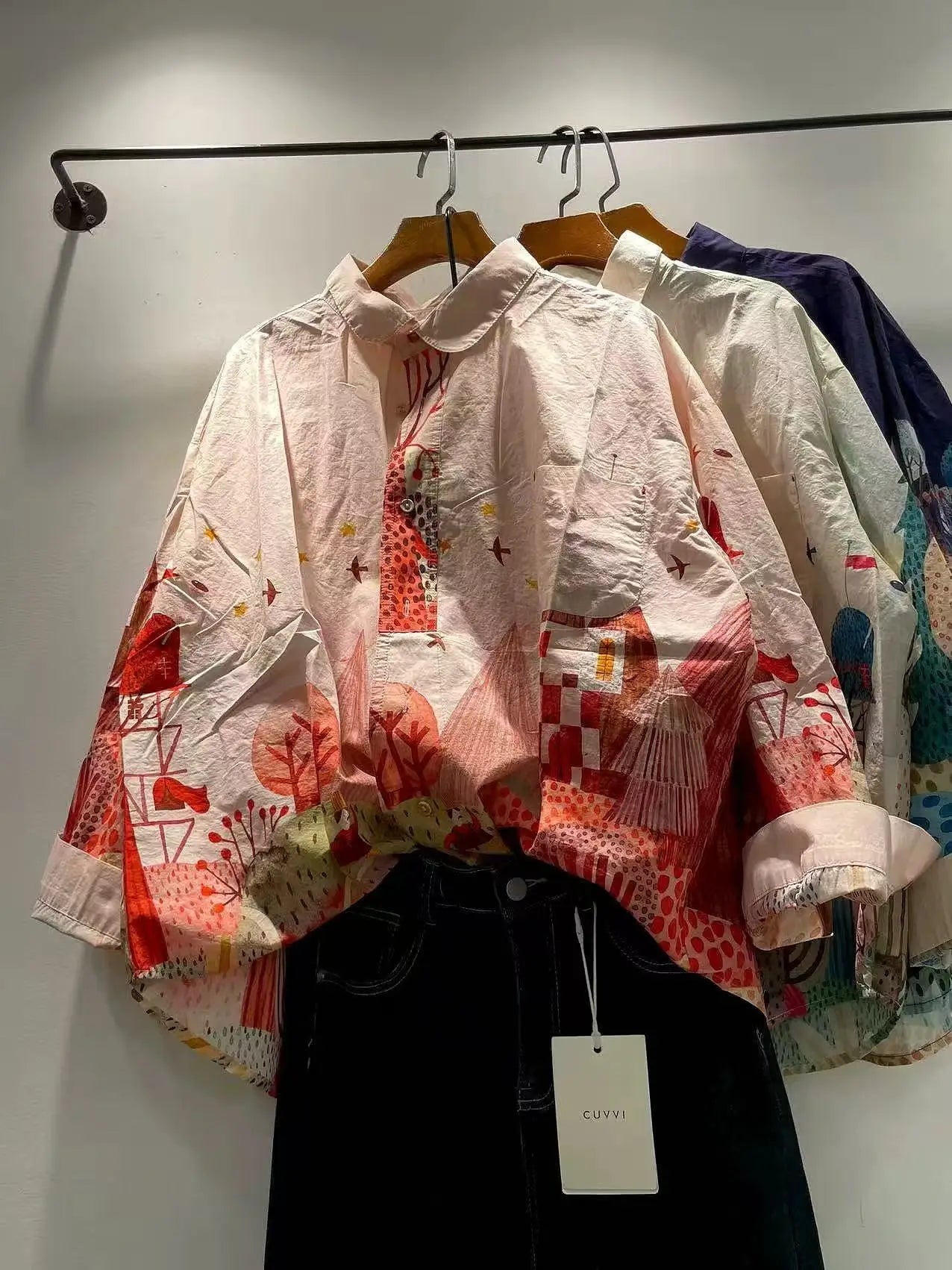Women's Colourful Patchwork Print Long Sleeve Shirt