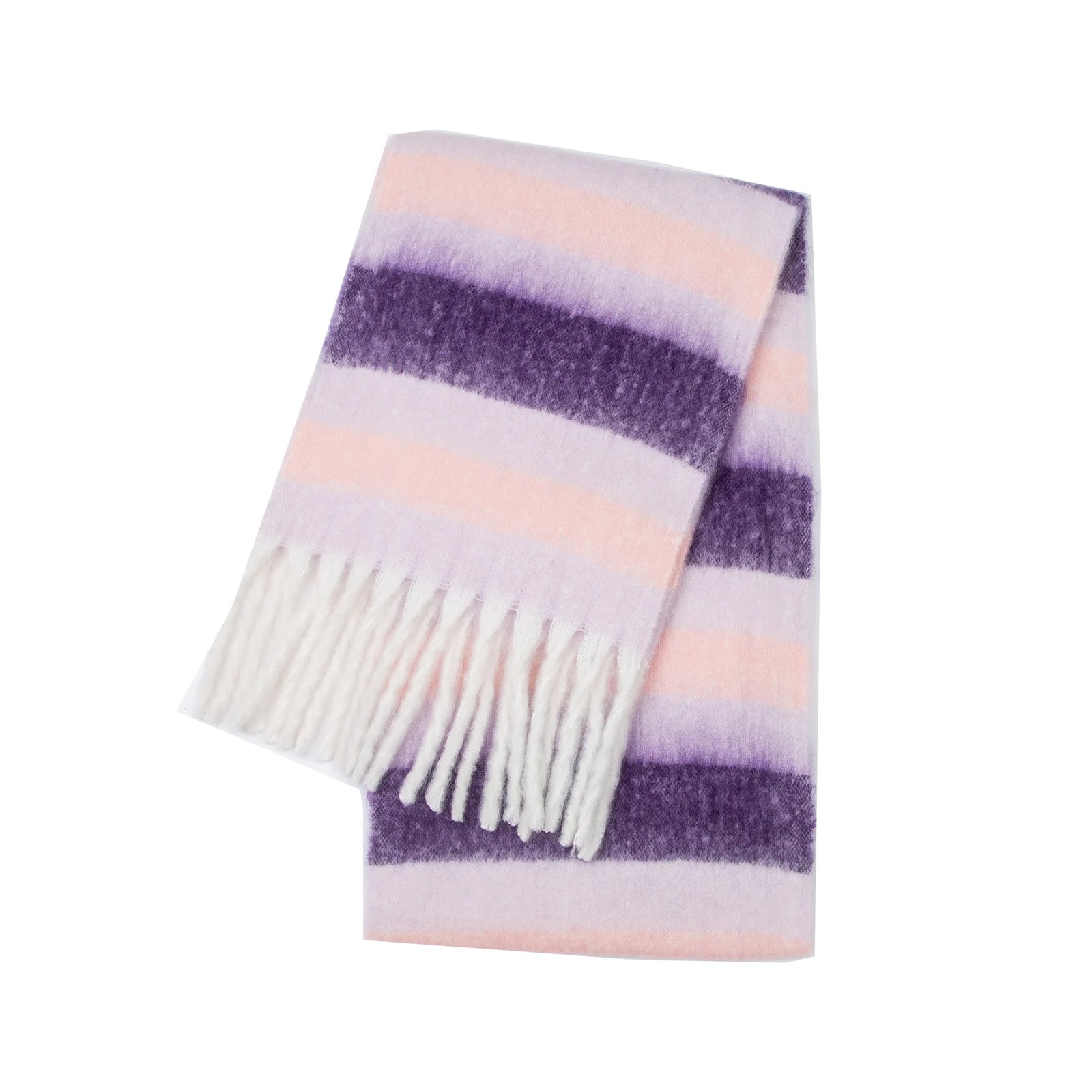 Multicolor Plaid Scarf with Long Shape and Fringed Ends