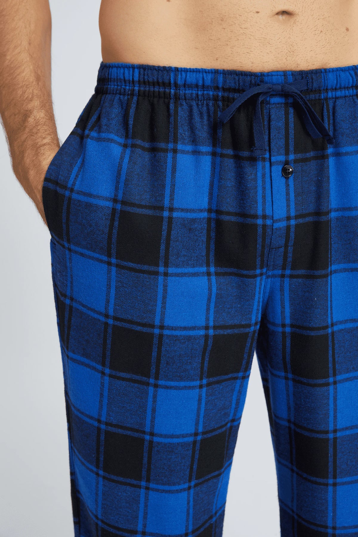 Men's Plaid Elastic Waist Pocket Straight Leg Pajama Lounge Pants