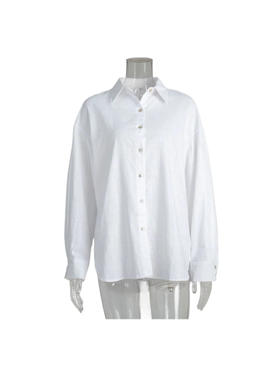 Women's Oversized Long Sleeve Button Front Shirt