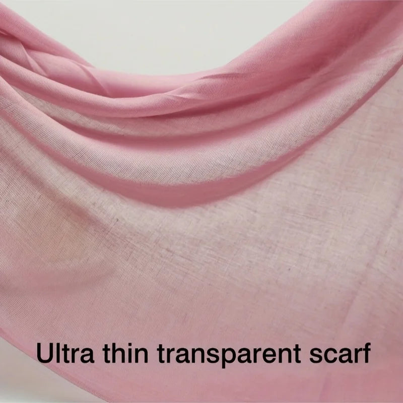 Solid Long Scarf with Decorative Fringed End Trim